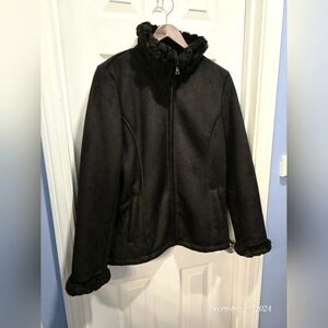 ESPRIT Outerwear machine washable faux sueded fur lined coat, NWOT, size Medium